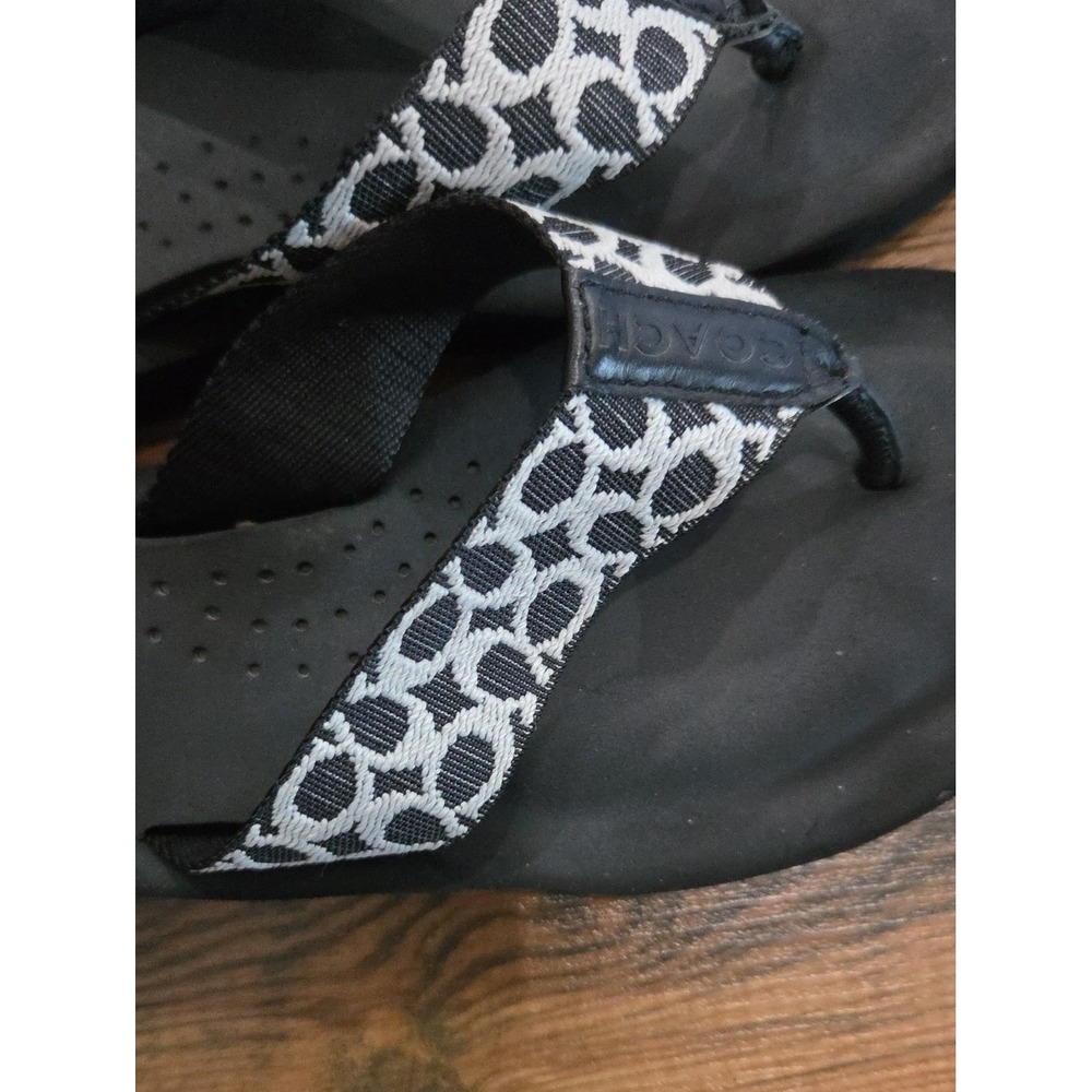 Coach Jessalyn Surf Fiji Signature Logo Wedge Flip Flop Thong Sandals 7 Black - Picture 4 of 7